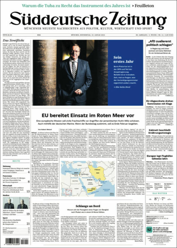 Portada de Sueddeutsche (Alemania)