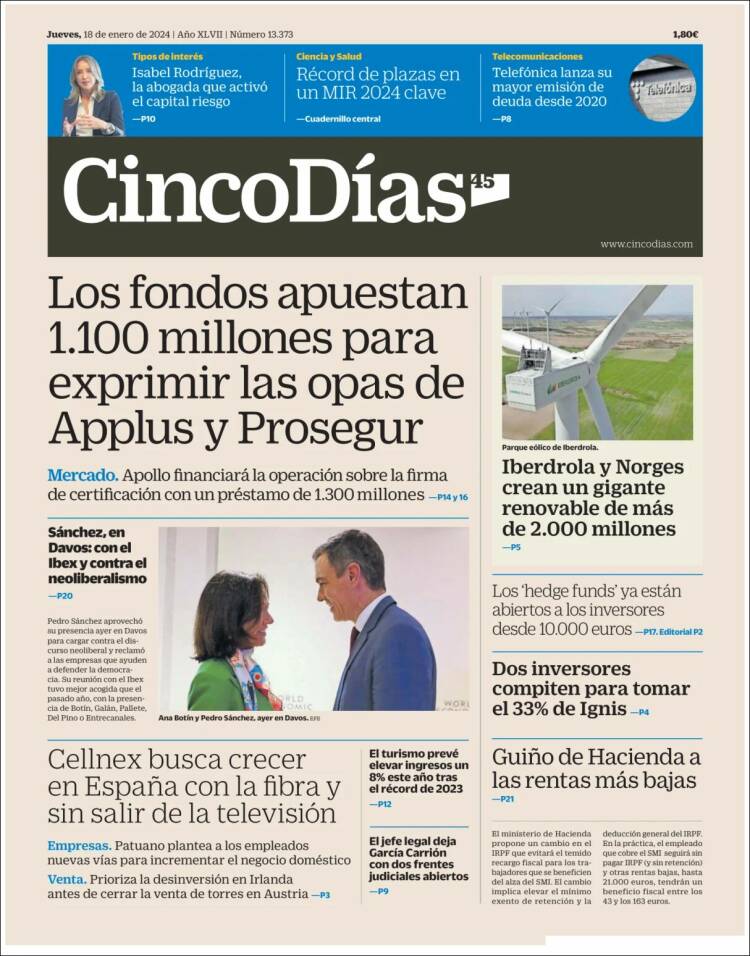 Portada de Cinco Días (Espa&ntilde;a)