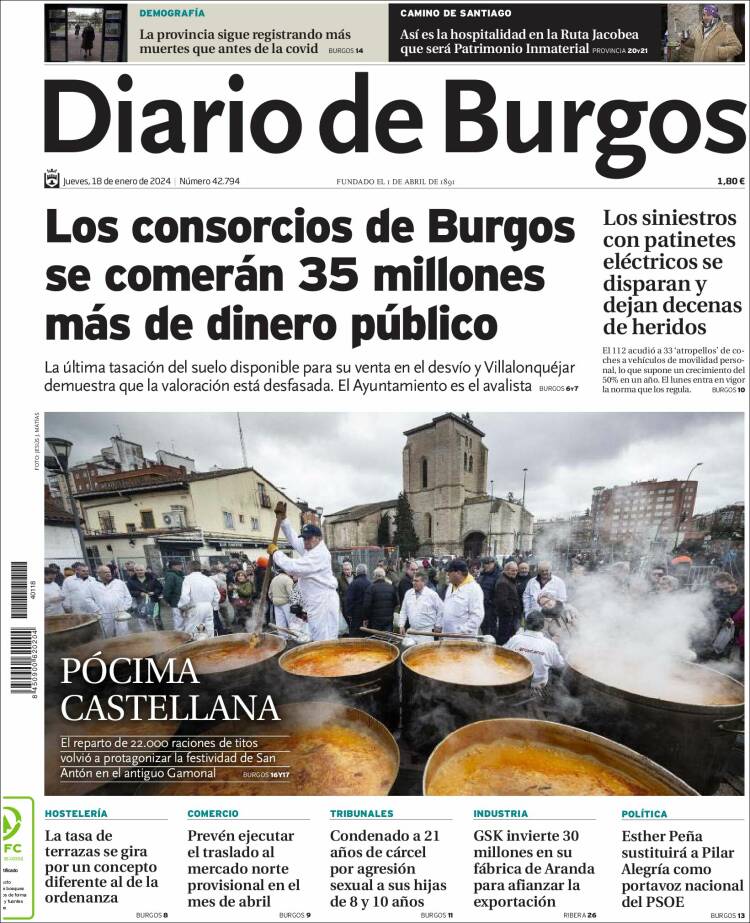 Portada de Diario de Burgos (España)