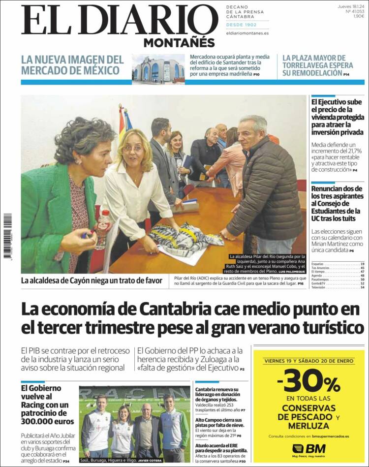 Portada de El Diario Montañés (España)