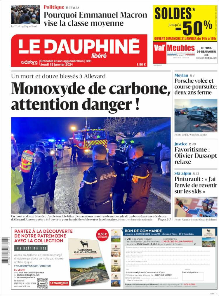 Portada de Le Dauphiné Libéré (Francia)