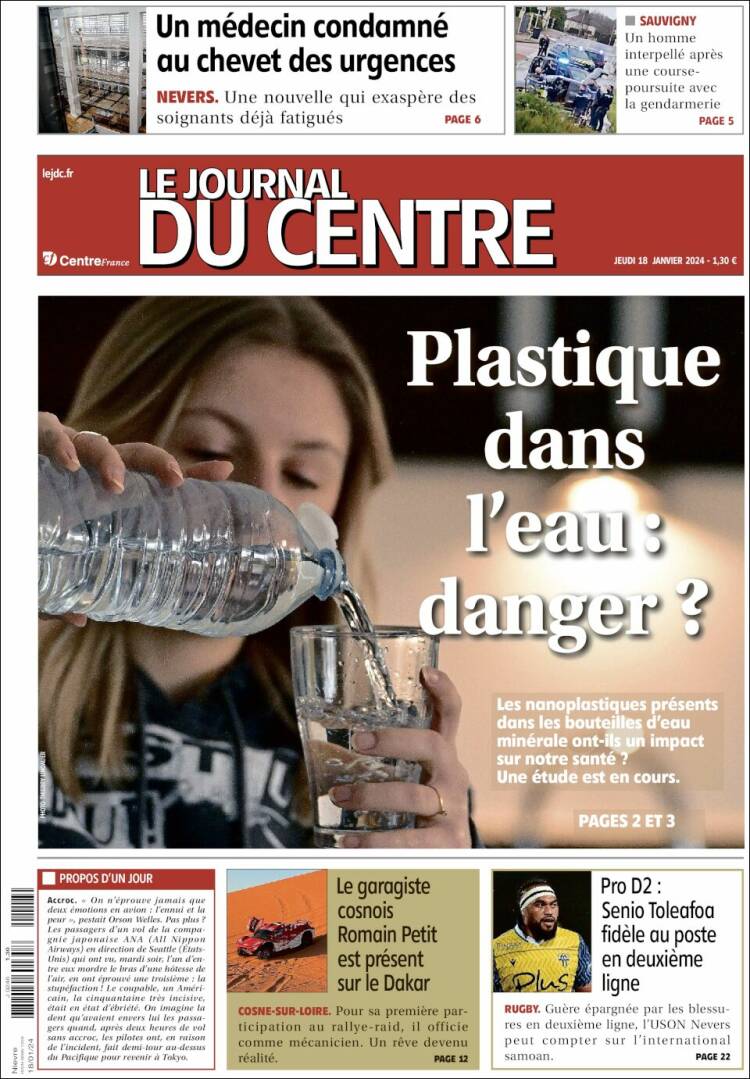Portada de Le Journal du Centre (Francia)