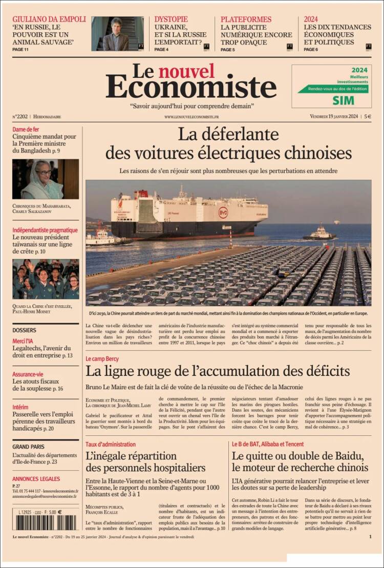 Portada de Le nouvel Economiste (Francia)