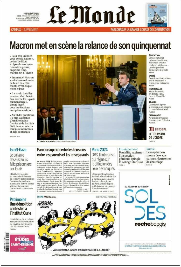 Portada de Le Monde (Francia)