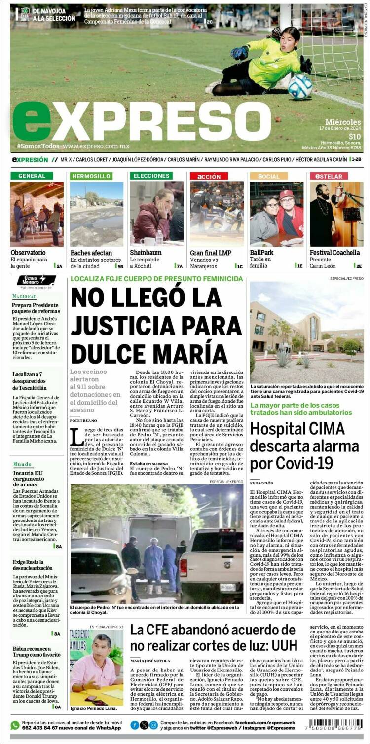 Portada de Expreso (M&eacute;xico)