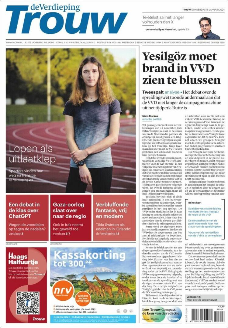 Portada de Trouw (Pa&iacute;ses Bajos)