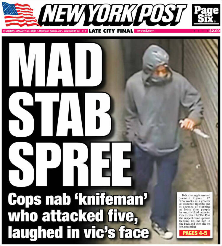 Portada de New York Post (USA)