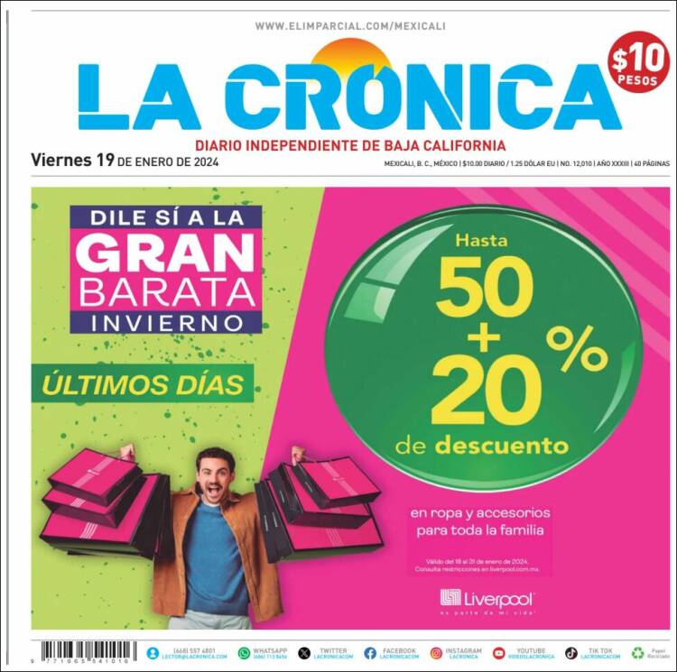 Portada de La Crónica de Baja California (México)