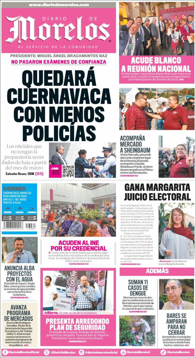 Portada de Diario de Morelos (México)