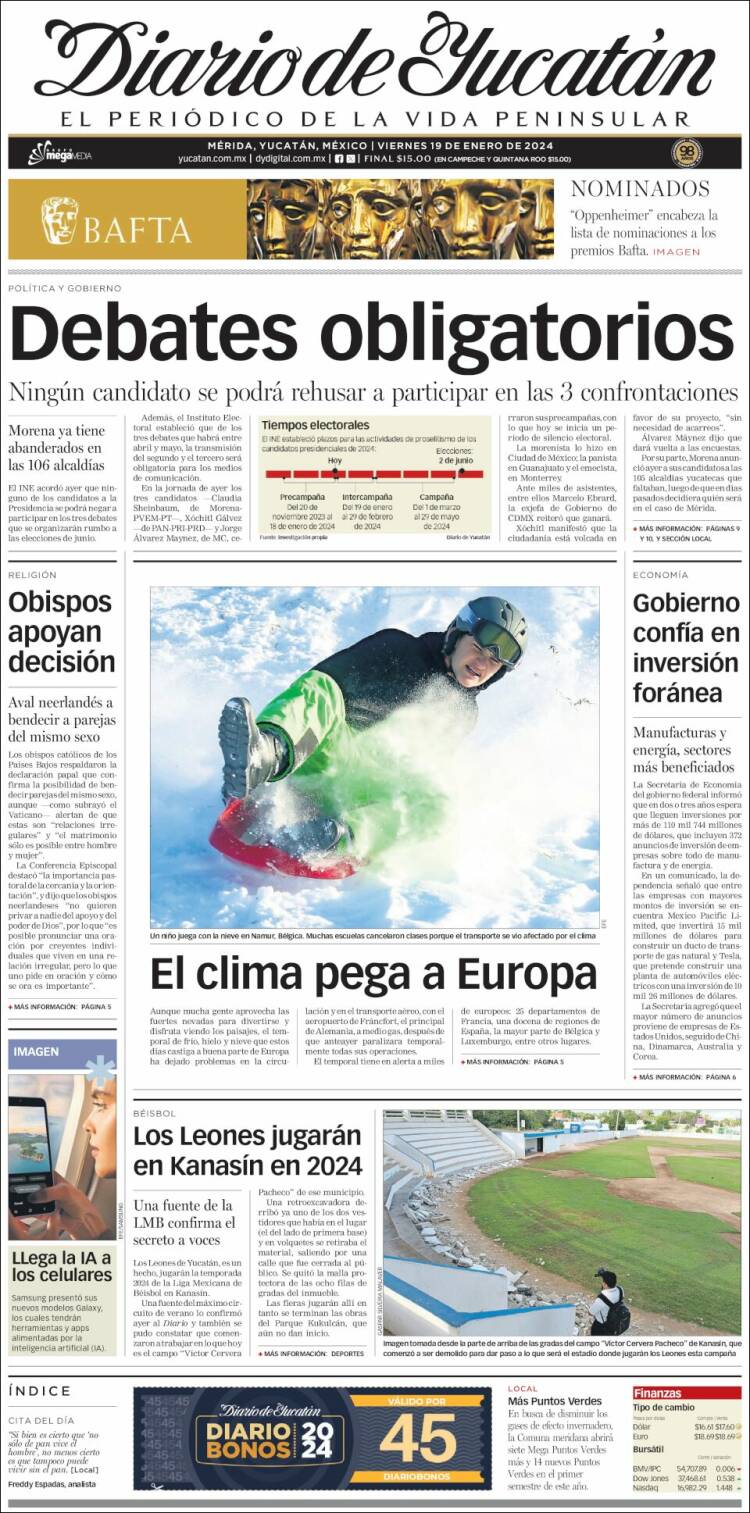 Portada de Diario de Yucatán (M&eacute;xico)