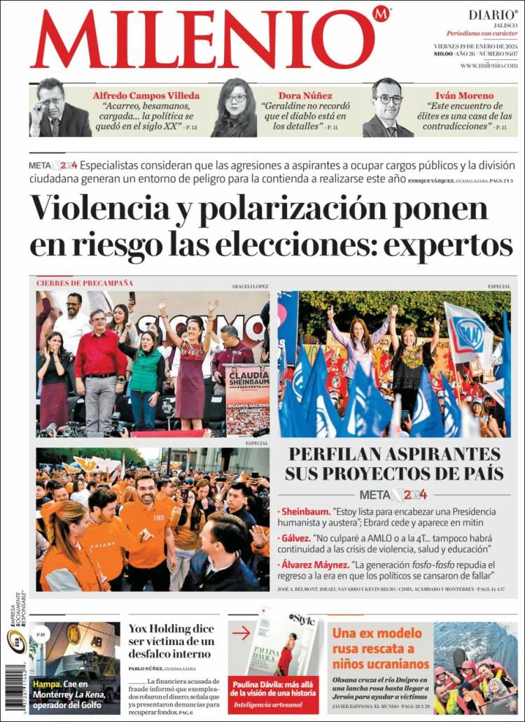 Portada de Milenio - Jalisco (México)