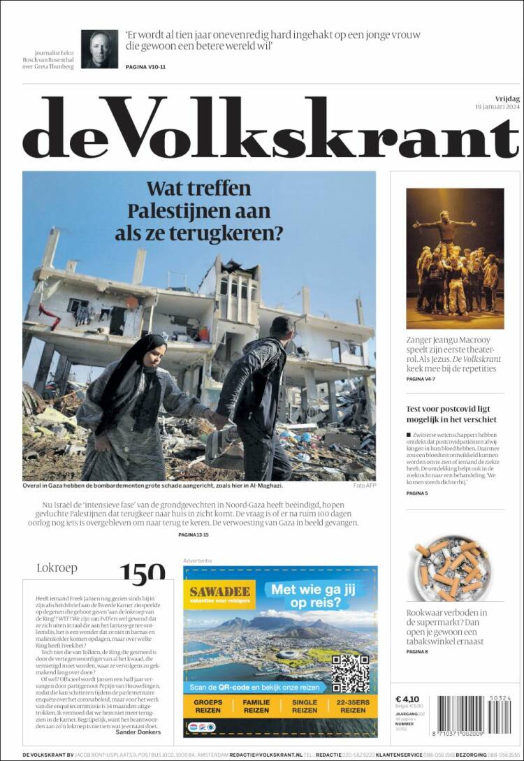 Portada de De Volkskrant (Pa&iacute;ses Bajos)