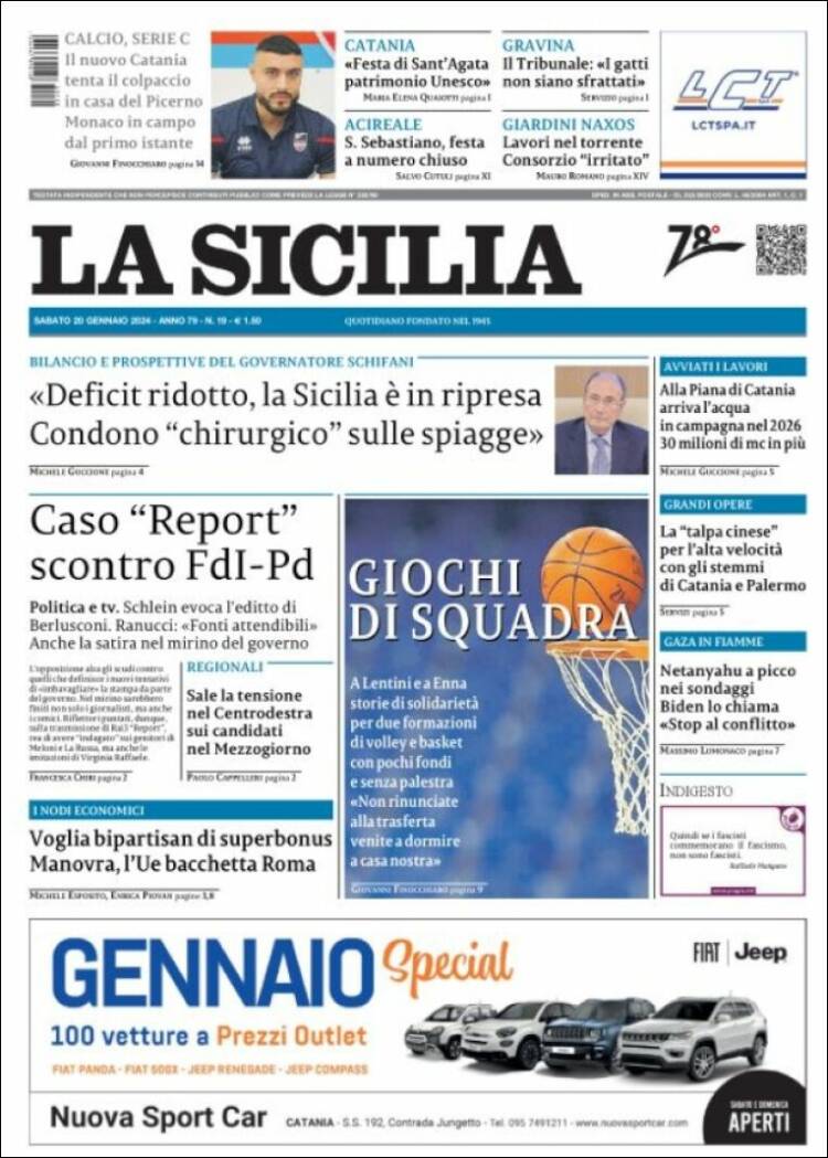 Portada de La Sicilia (Italia)