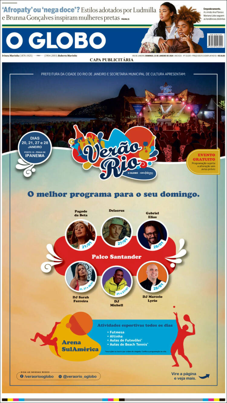 Portada de O Globo (Brasil)