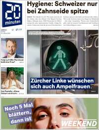 Portada de 20Minuten - Zürich (Suiza)