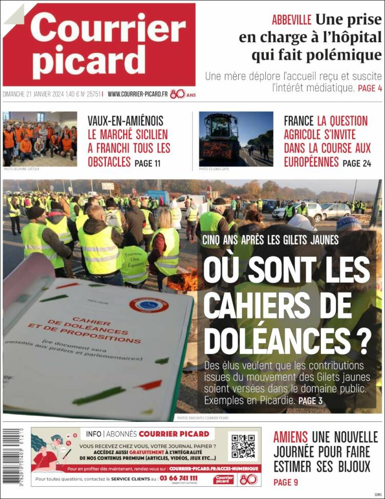 Portada de Courrier Picard (Francia)