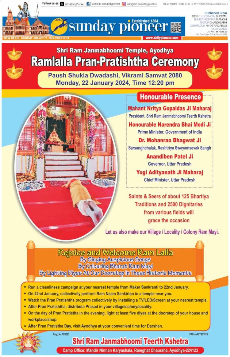 Portada de The Pioneer (India)