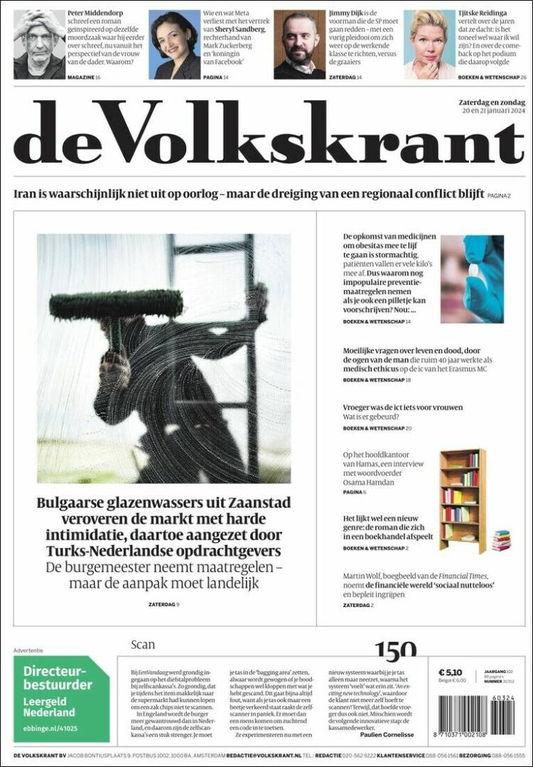 Portada de De Volkskrant (Pa&iacute;ses Bajos)