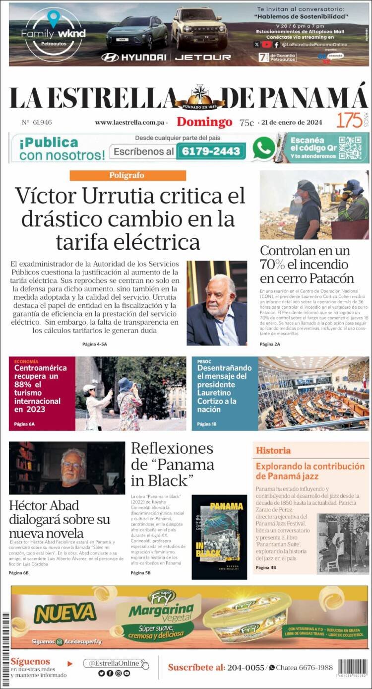 Portada de La Estrella de Panamá (Panam&aacute;)