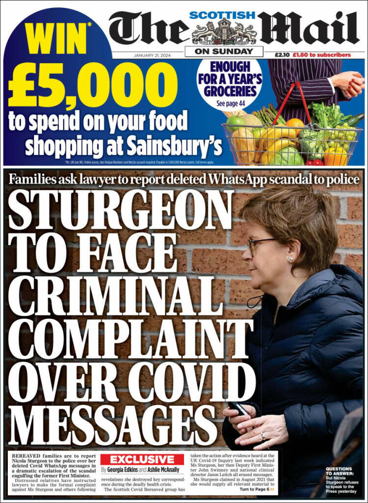 Portada de Scottish Daily Mail (Reino Unido)