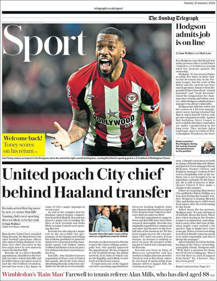 Portada de Telegraph Sport (Reino Unido)