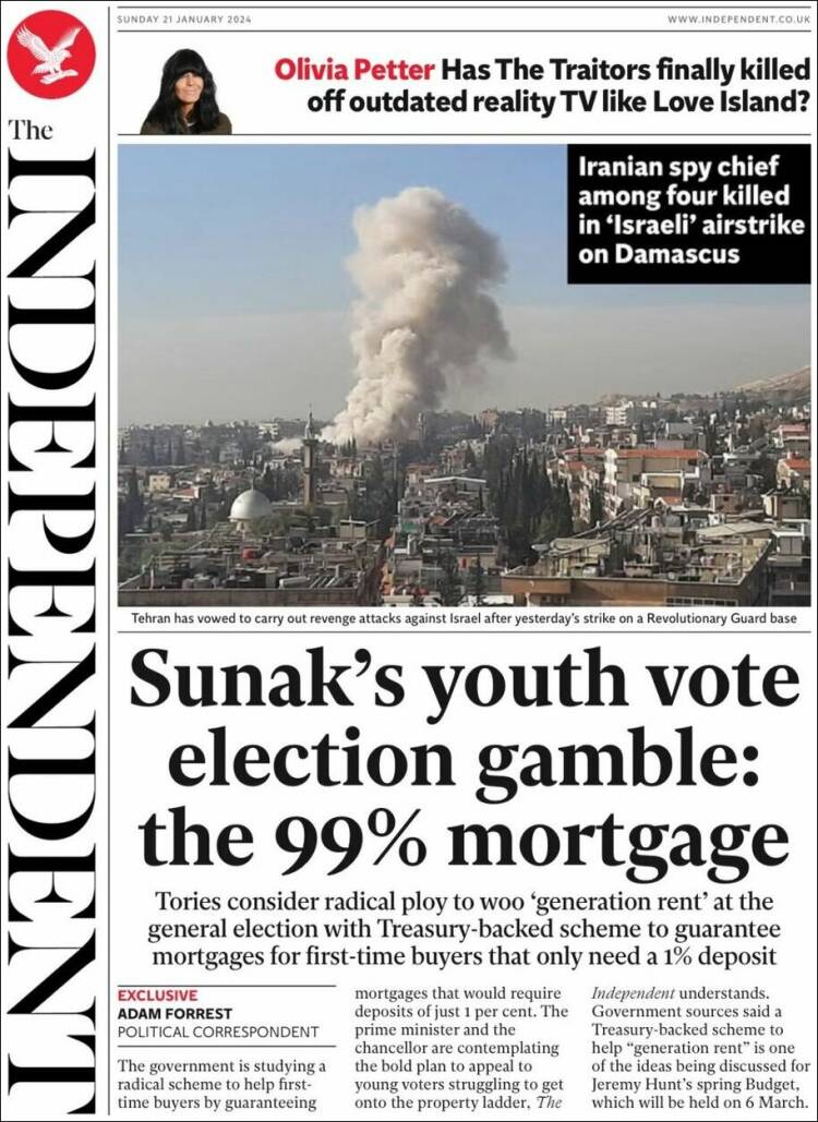 Portada de The Independent (Reino Unido)