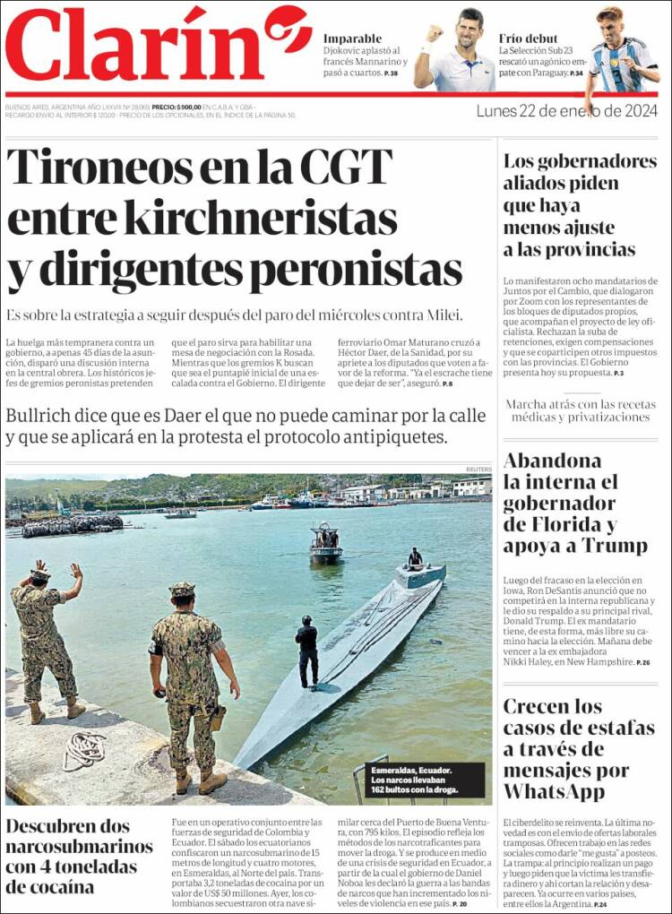 Portada de Clarín (Argentina)