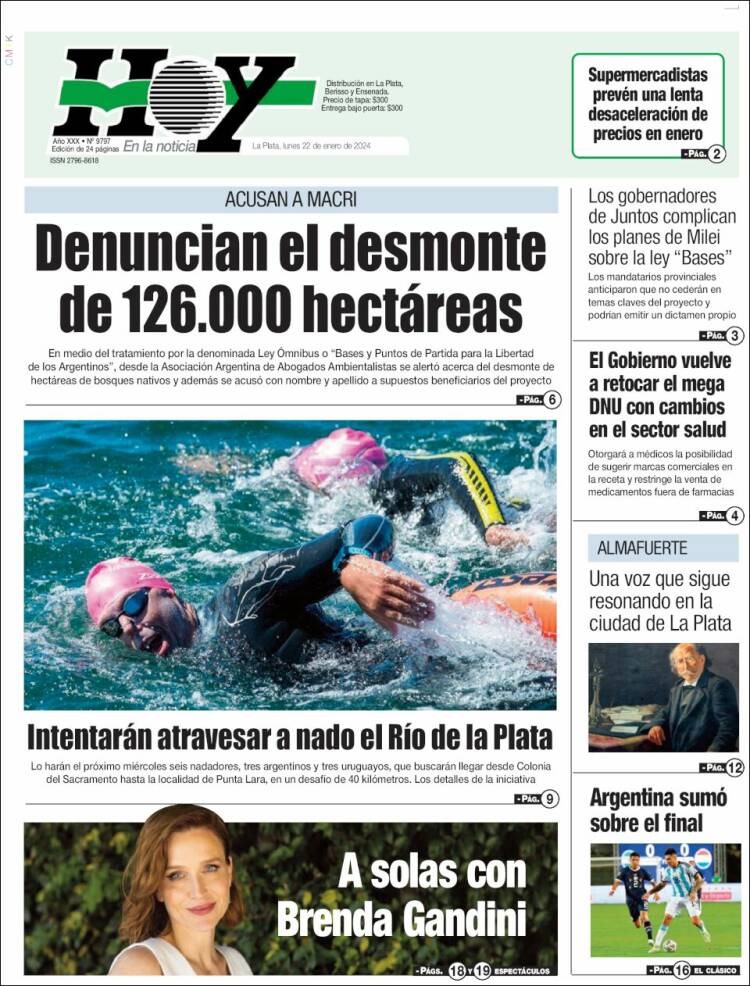 Portada de Diario Hoy (Argentina)