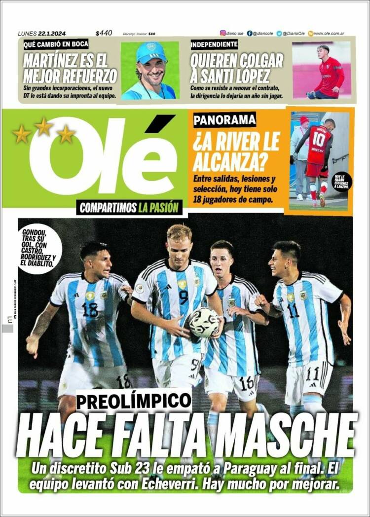 Portada de Olé (Argentina)