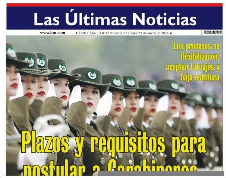 Portada de Las Últimas Noticias (Chile)