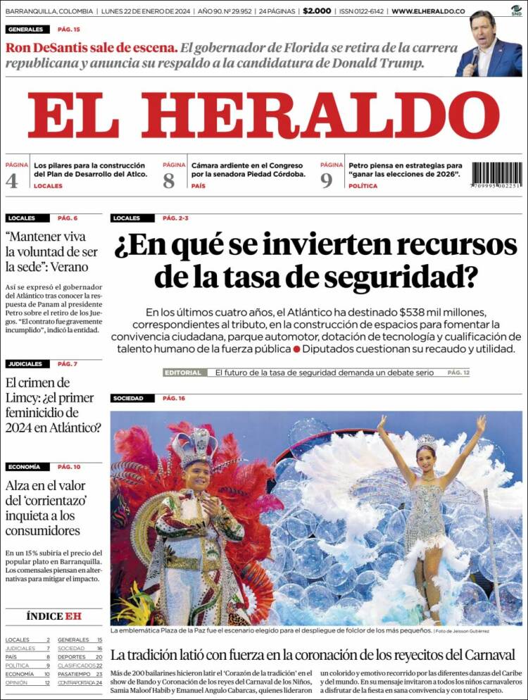 Portada de El Heraldo (Colombia)