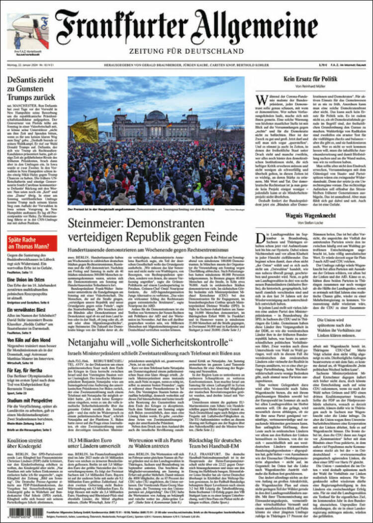 Portada de Frankfurter Allgemeine (Alemania)