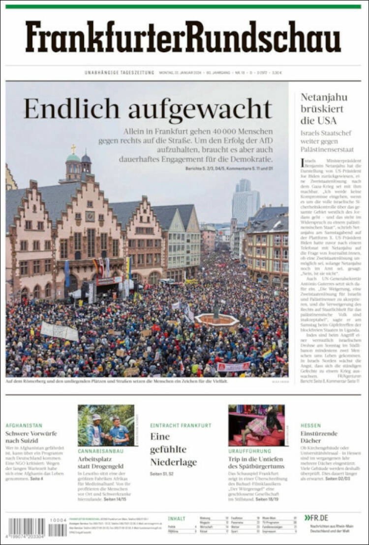 Portada de Frankfurter Rundschau (Alemania)
