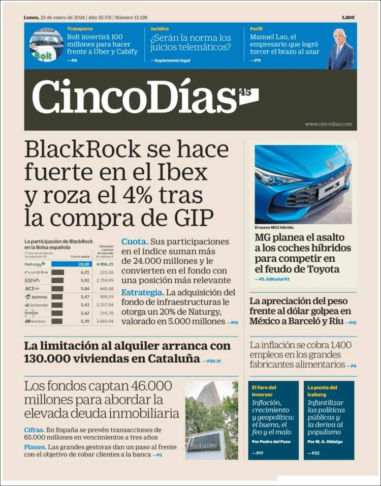 Portada de Cinco Días (Espa&ntilde;a)