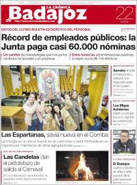 Portada de La Crónica de Badajoz (España)