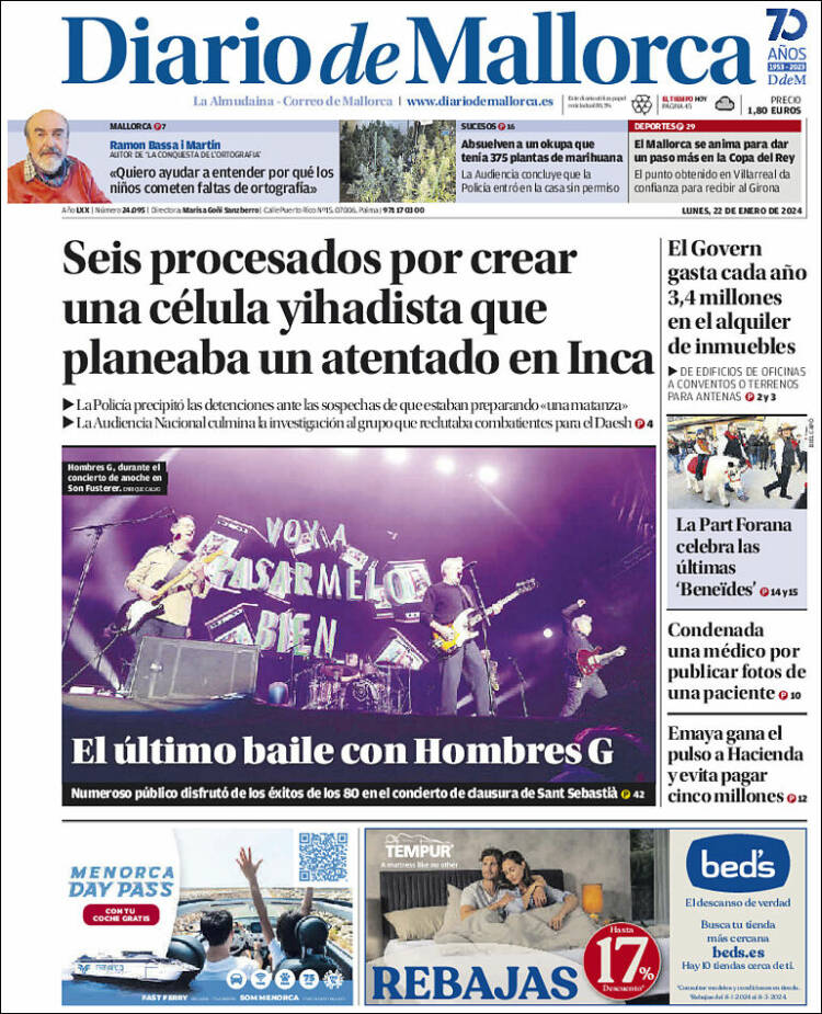 Portada de Diario de Mallorca (España)