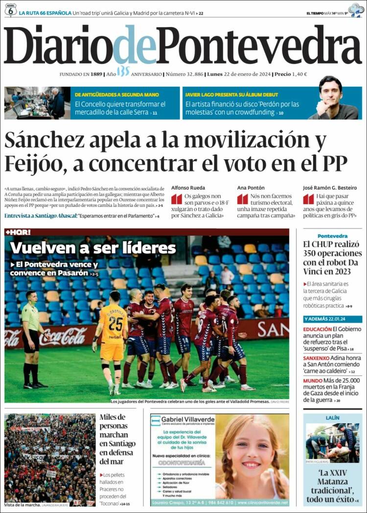 Portada de Diario de Pontevedra (España)