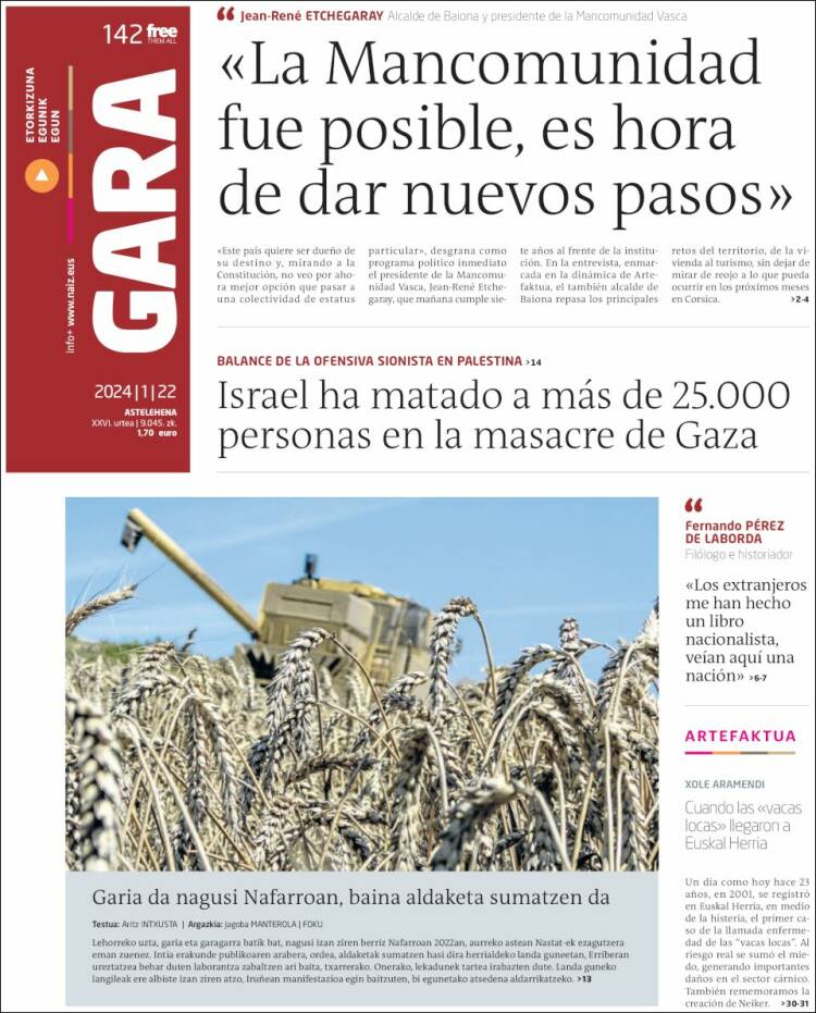 Portada de Gara (España)