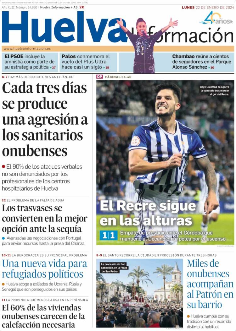 Portada de Huelva Información (España)