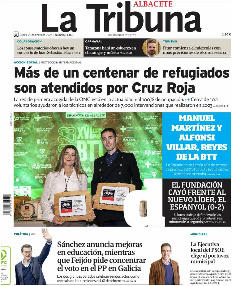 Portada de La Tribuna de Albacete (España)