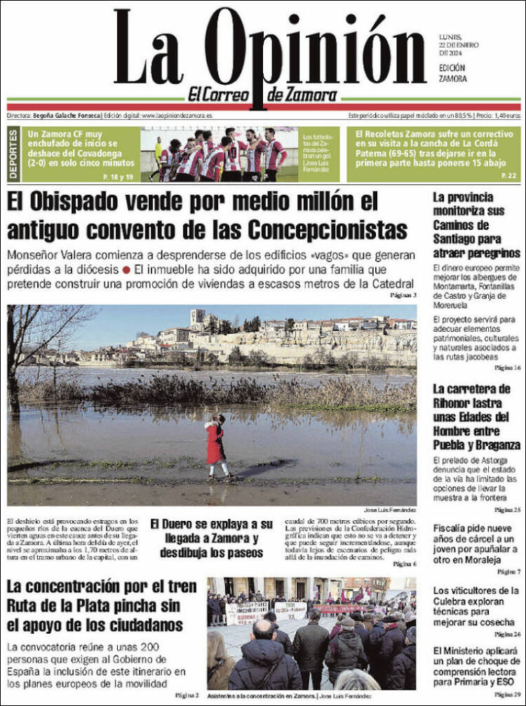 Portada de La Opinión - El Correo de Zamora (España)