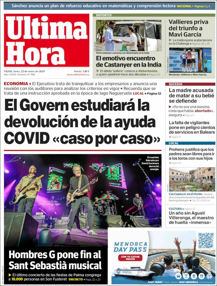 Portada de Última Hora (España)