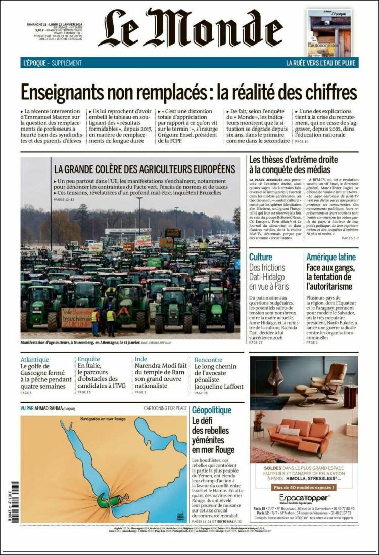 Portada de Le Monde (Francia)