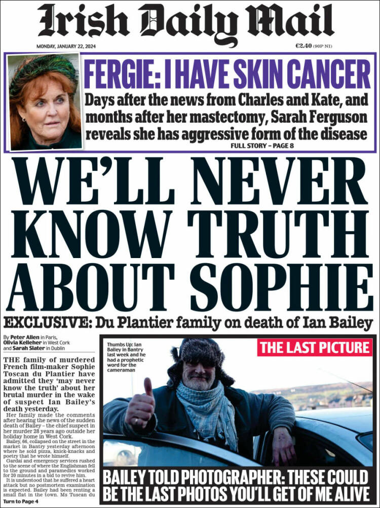 Portada de Irish Daily Mail (Irlanda)