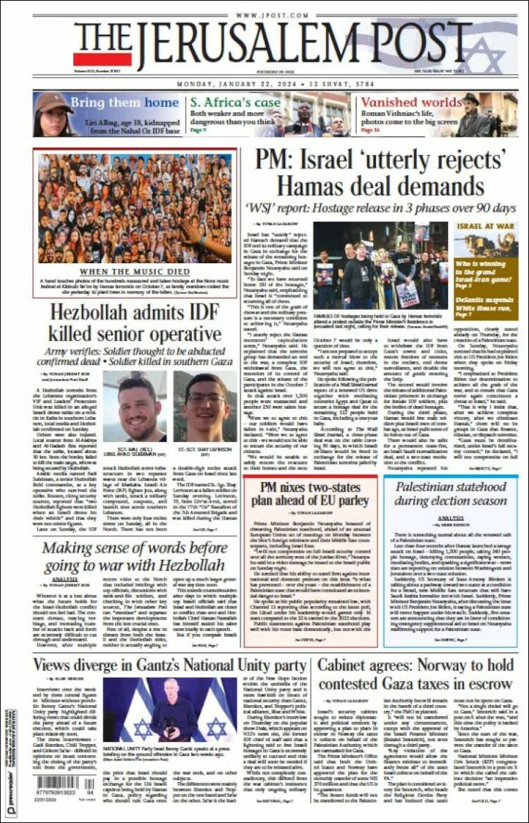 Portada de The Jerusalem Post (Israel)