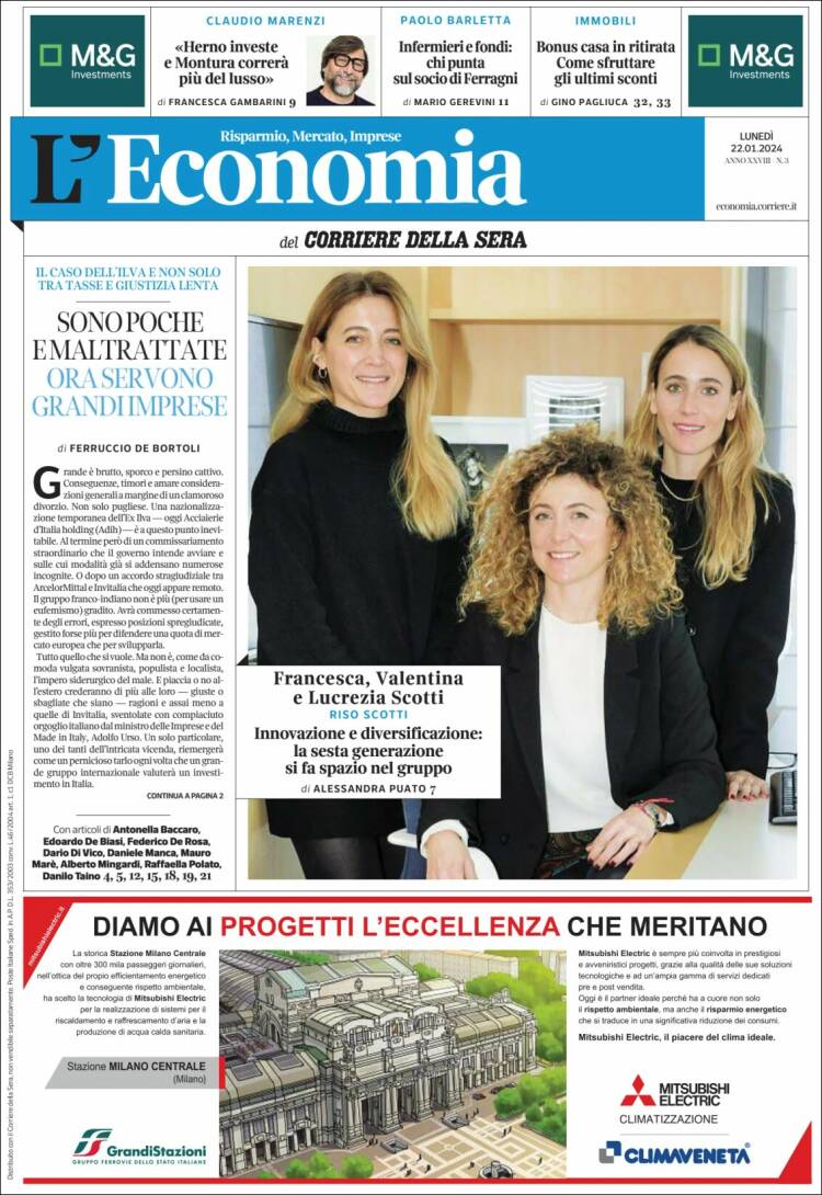 Portada de L'Economia (Italia)