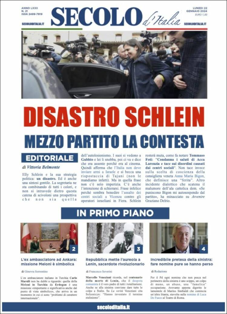 Portada de Secolo d'Italia (Italia)