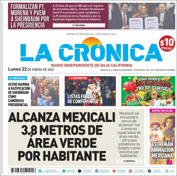 Portada de La Crónica de Baja California (México)