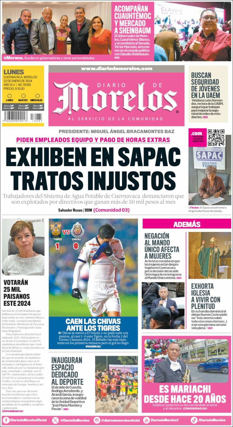 Portada de Diario de Morelos (México)
