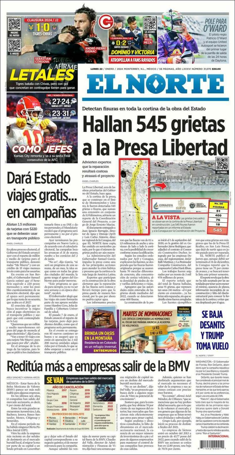 Portada de El Norte (México)